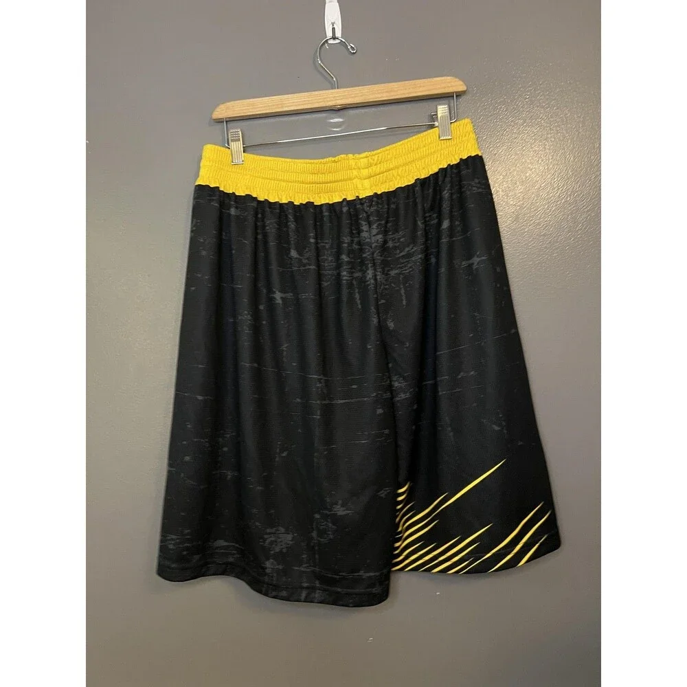 Adidas Titans Shorts Mens Large Black Yellow Basketball Athletic Mesh Drawstring